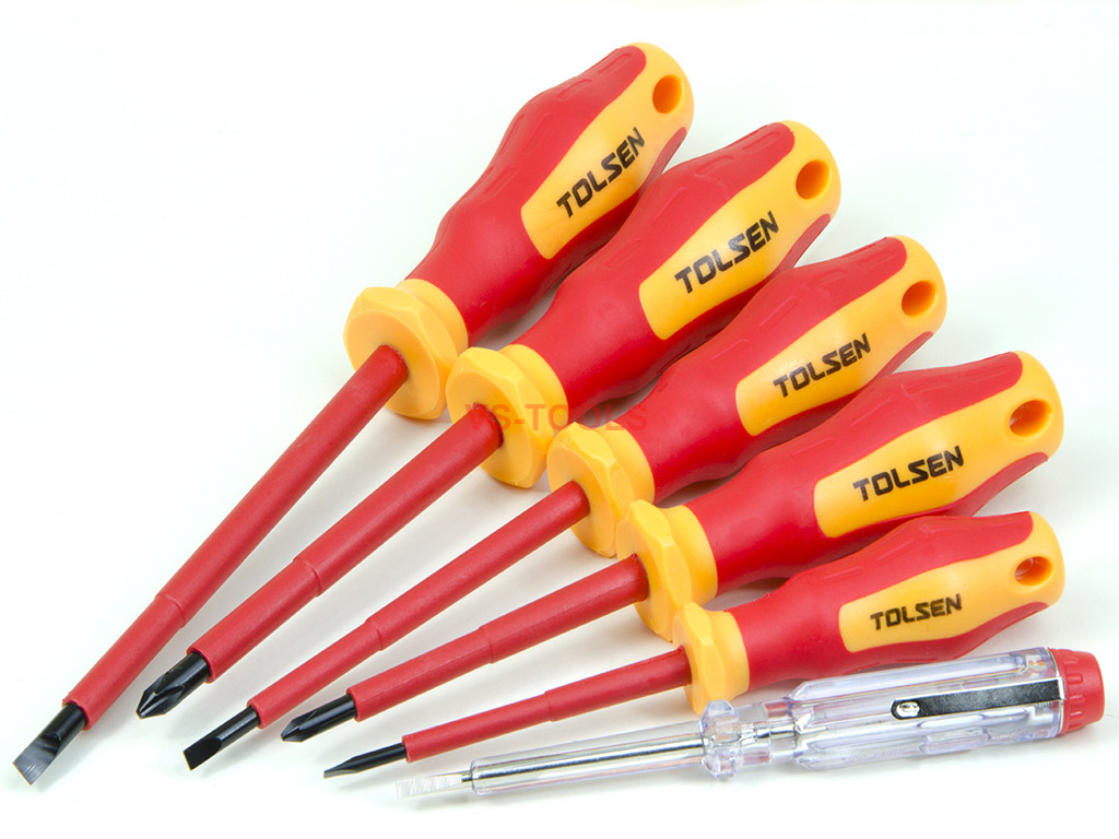 6pcs VDE Power Insulated 1000V Flat Phillips Handle Screwdrivers